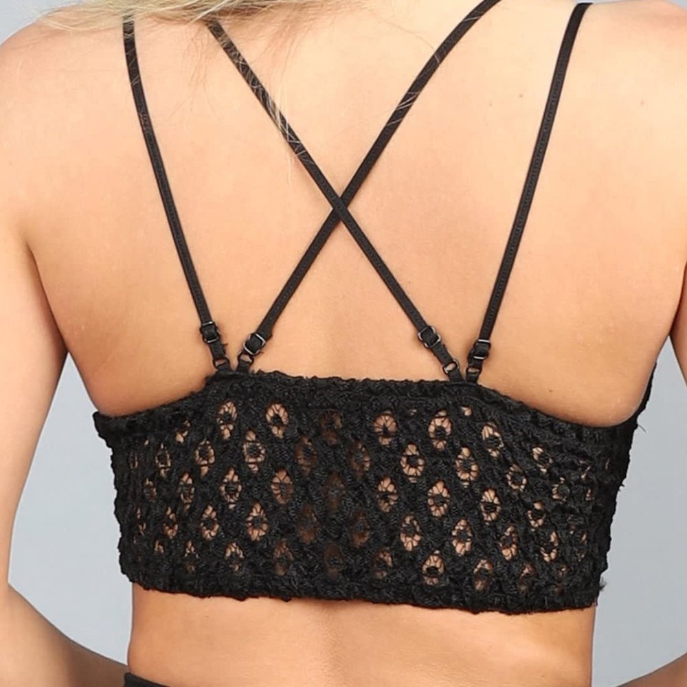 Black Crochet Lace Bralette - Picture 2 of 5